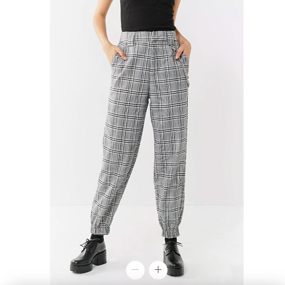 I.AM.GIA Cobain Plaid Relaxed-Fit Chain Pant Grey Black